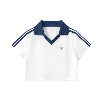 Motion Golf Birdie Striped Cropped Polo