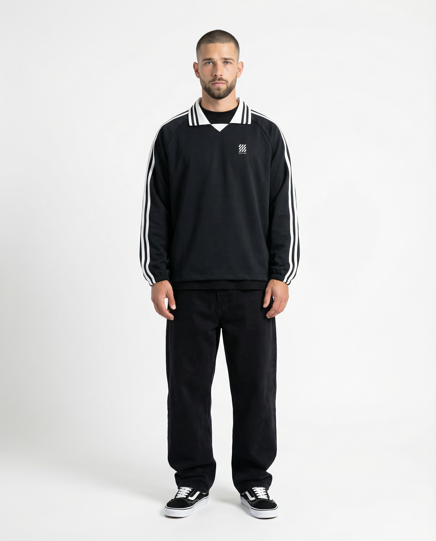 Motion Golf Contrast Striped Lapel Collar Sweatshirt