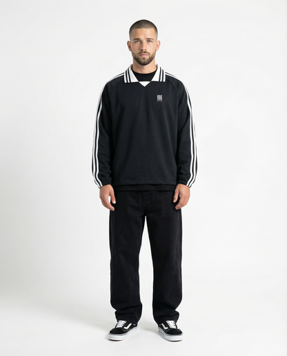 Motion Golf Contrast Striped Lapel Collar Sweatshirt