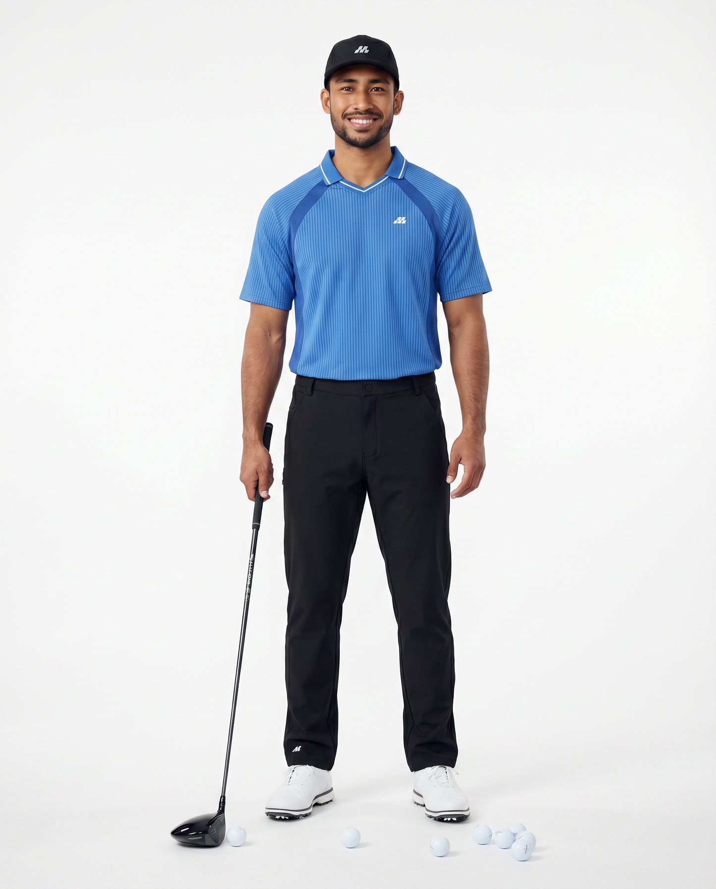 Motion Golf Club  Striped V-Neck Polo