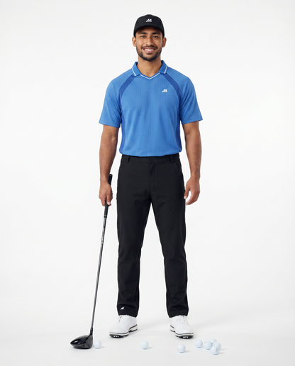 Motion Golf Club  Striped V-Neck Polo