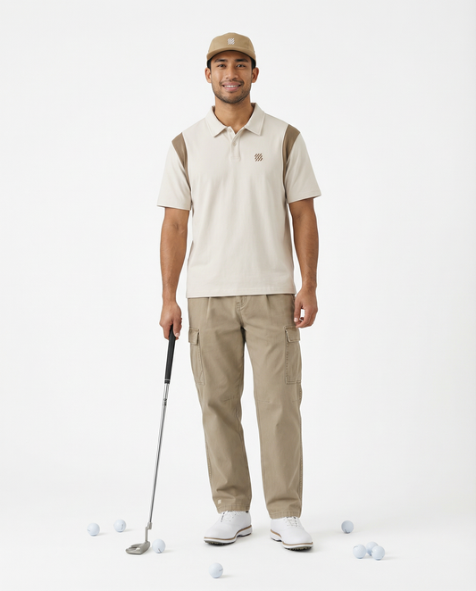 Motion Golf Flag Contrast Panel Polo