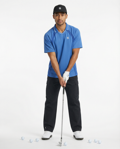 Motion Golf Flag Striped V-Neck Polo