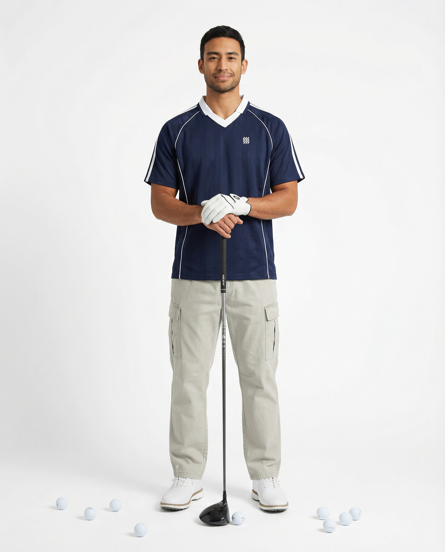 Motion Golf Flag Shadow Stripe Polo