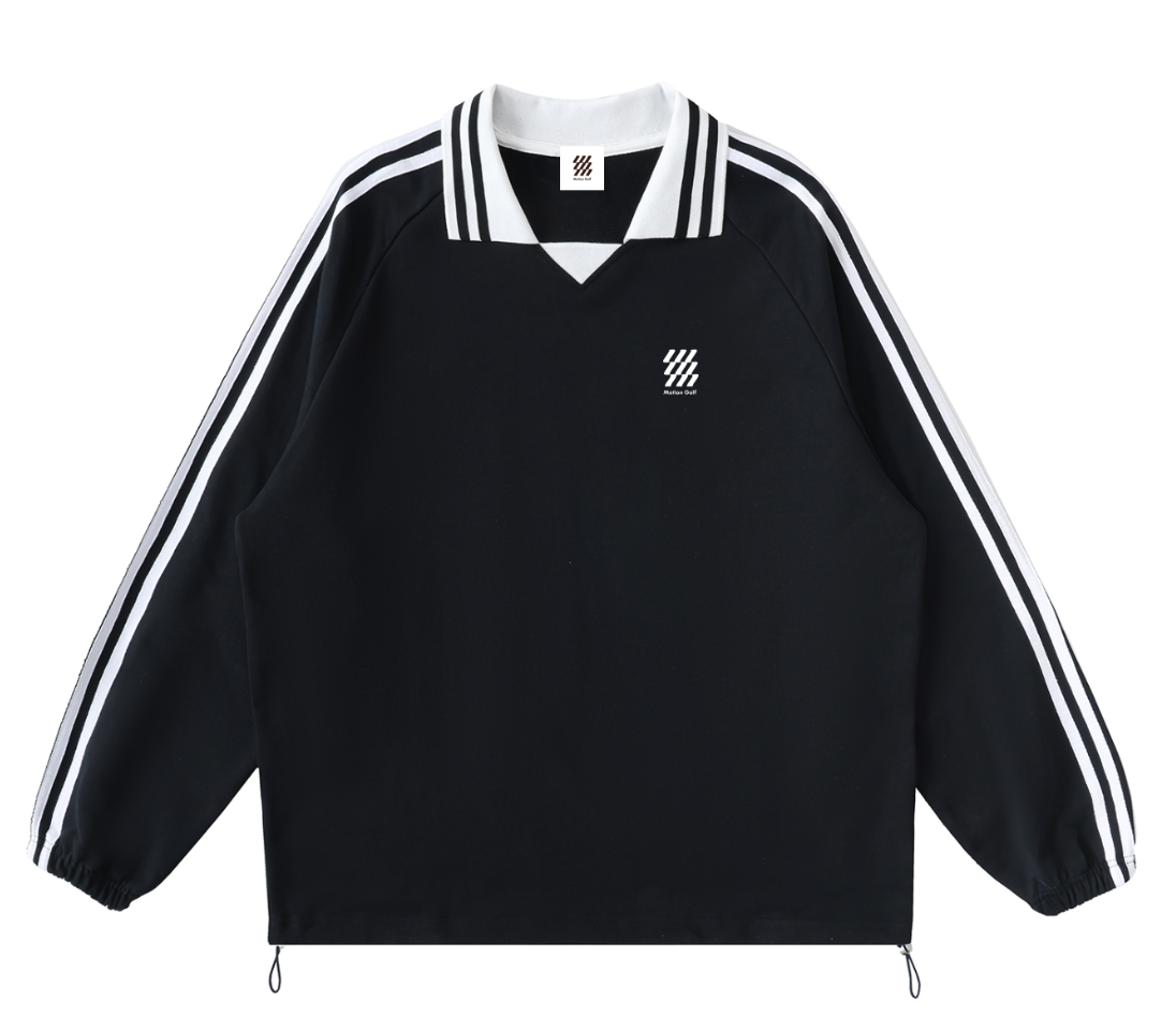 Motion Golf Contrast Striped Lapel Collar Sweatshirt