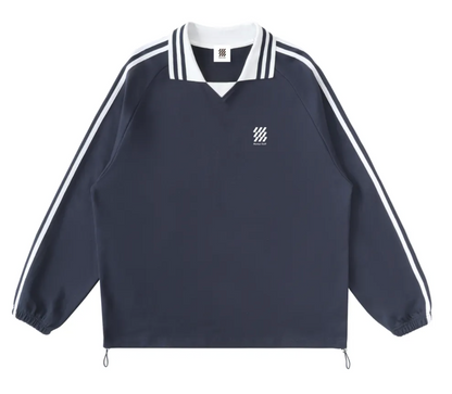 Motion Golf Contrast Striped Lapel Collar Sweatshirt