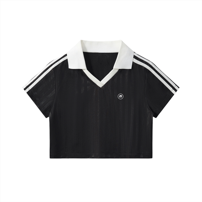 Motion Golf Birdie Striped Cropped Polo
