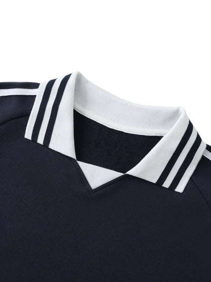Motion Golf Contrast Striped Lapel Collar Sweatshirt
